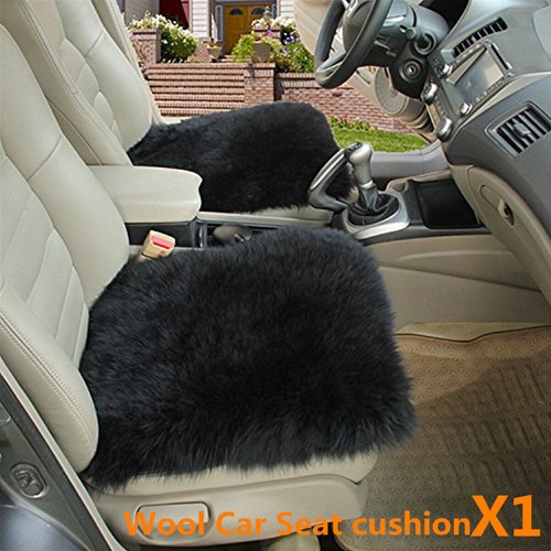 Real black sheepskin - long, wool